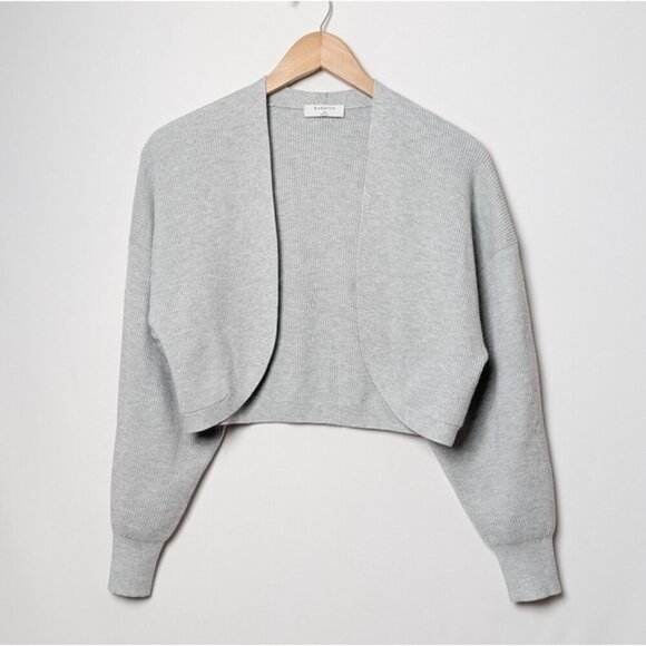 BABATON Decision Shrug Heather Chrome Grey Crop Cardigan Sweater XS - Picture 8 of 13